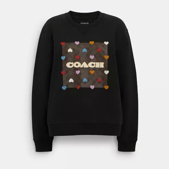 New🖤🤎❤️🤍💛💙Coach Rainbow Heart Signature Crewneck